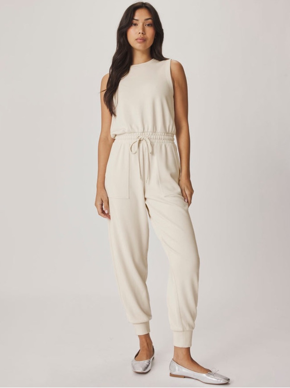 NWT Splendid Scubasoft Tie Waist Sleeveless Jumpsuit